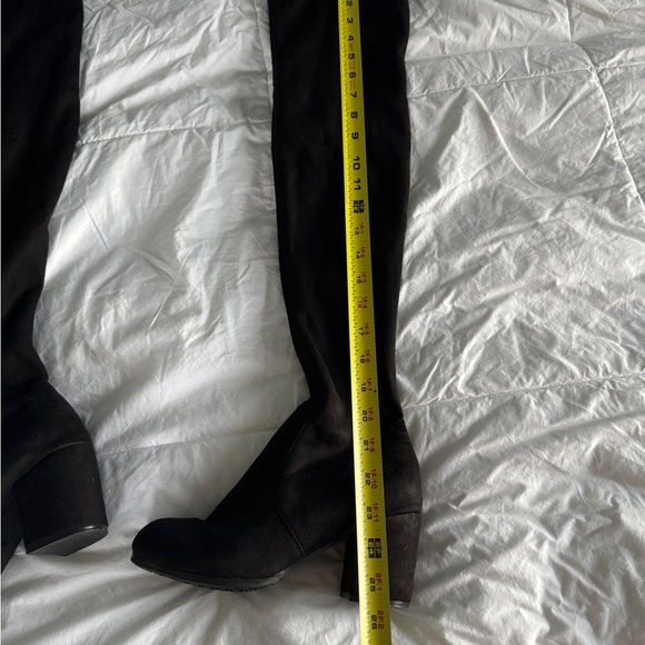 Black Over-the-Knee Heeled Boots with Lace-Up – Size 7 - Picture 4 of 12